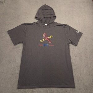 St Louis Cardinals Hoodie T Shirt Men XL Gray Short Sleeve STL Logo Baseball